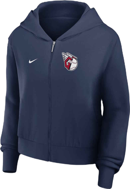 Women's Navy Cleveland Guardians Cropped Chill Full-Zip Hoodie