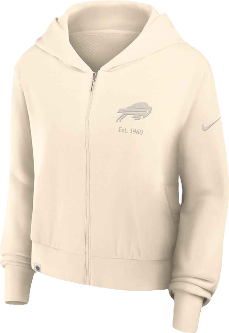 Women's Cream Buffalo Bills Glory Cropped Full-Zip Hoodie