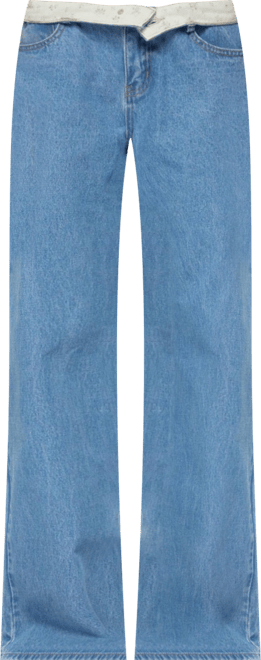 Women's Floral Foldover Low Rise Jeans