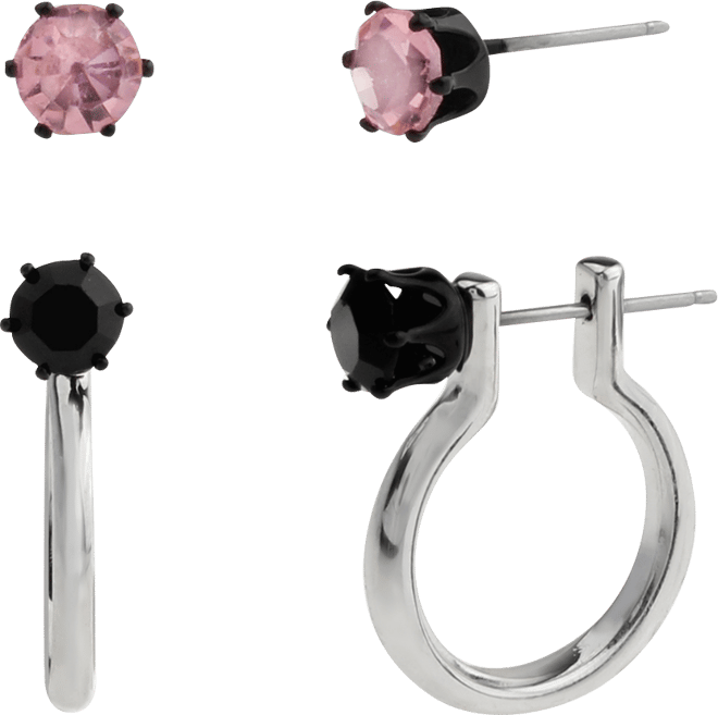 Faux Stone Punk Romance Stud Huggie Earring Set