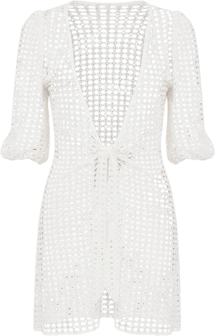 Women's Puff Sleeve Lattice Dress Cover-up