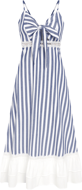 Women's Sailor Sweetheart Striped Maxi Beach Dress