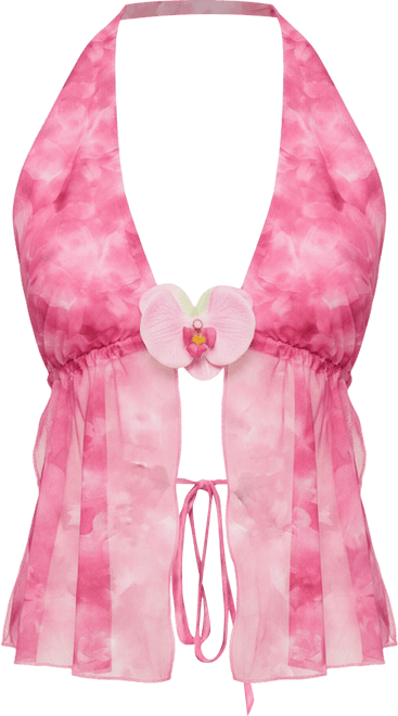 Women's Tiedye Mesh Split Front Backless Top