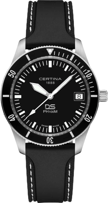 Men's Swiss Ds Heritage Black Rubber Strap Watch 41mm