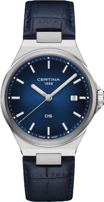 Men's Swiss Ds-7 Blue Leather Strap Watch 39mm