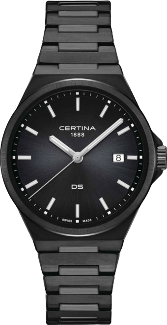 Men's Swiss Ds-7 Black-Tone Stainless Steel Bracelet Watch 39mm