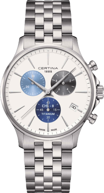 Men's Swiss Chronograph Ds-8 Silver-Tone Titanium Bracelet Watch 41mm