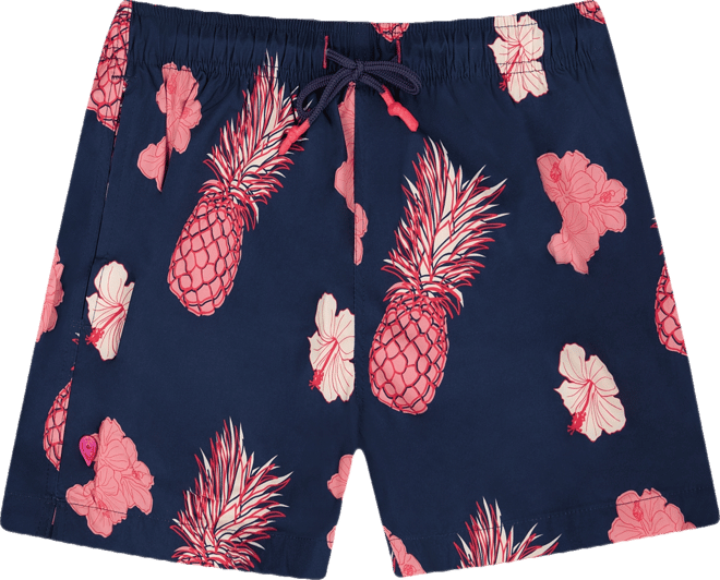 Men's Tropical-Pattern Woven Swim Trunks