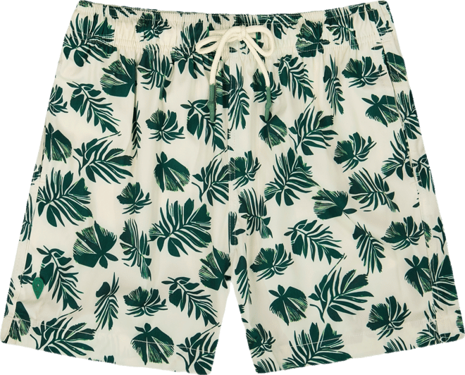 Men's Leaf-Print Woven Swim Trunks