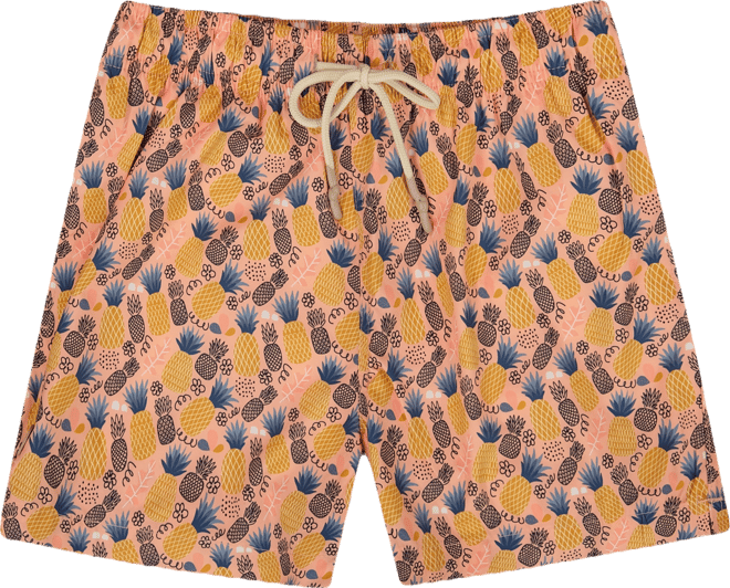 Sunset and Vines Men's Pineapple-Pattern Woven Swim Trunks