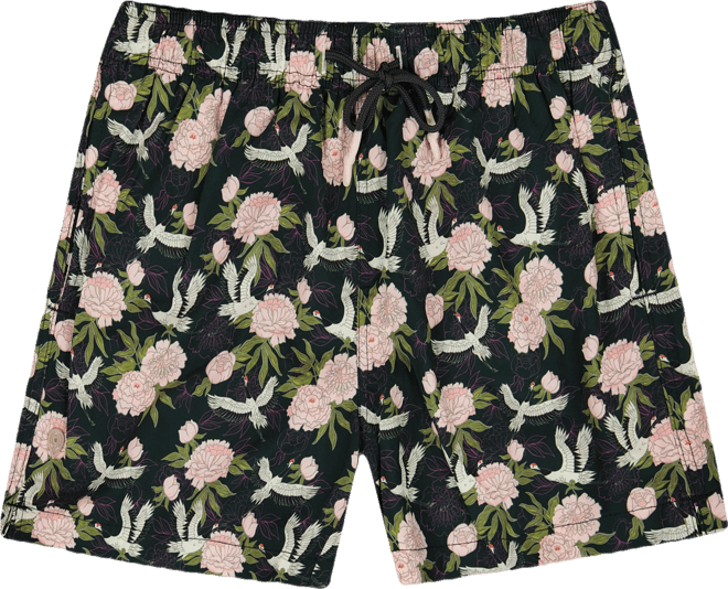 Sunset and Vines Men's Floral Woven Swim Trunks