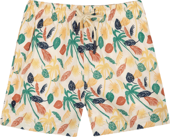 Sunset and Vines Men's Leaf-Pattern Woven Swim Trunks