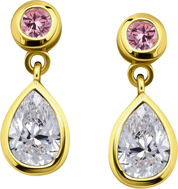 Cubic Zirconia Drop Earrings in Sterling Silver (also in 18k Gold over Sterling Silver), Exclusively at Macy's