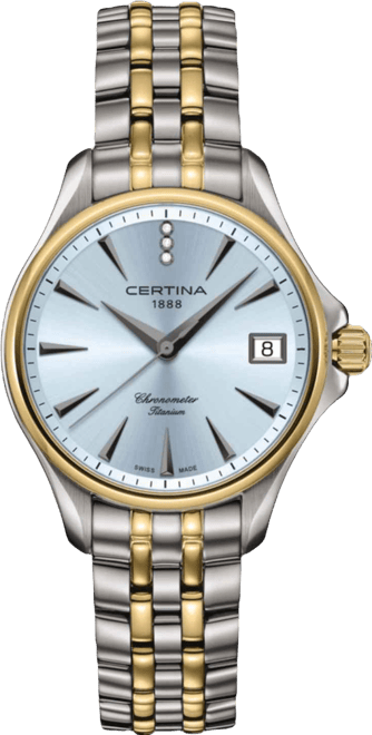 Women's Swiss Ds Action Diamond Accent Two-Tone Titanium Bracelet Watch 34mm