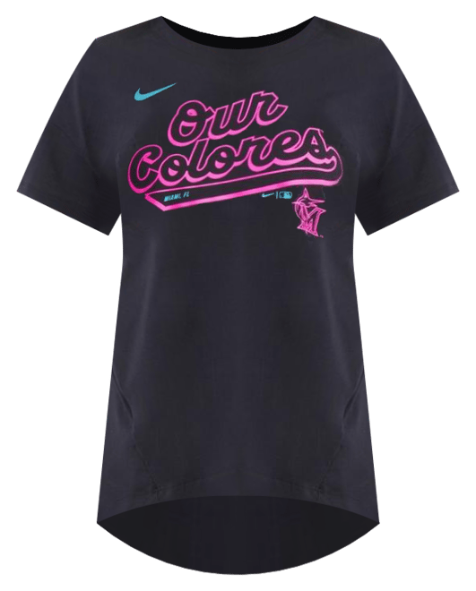 Women's Black Miami Marlins 2025 City Connect Flowy Fashion Tri-Blend Performance T-Shirt