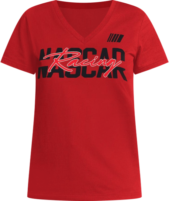 Women's&nbsp;Red Nascar Batter Up V-Neck T-Shirt