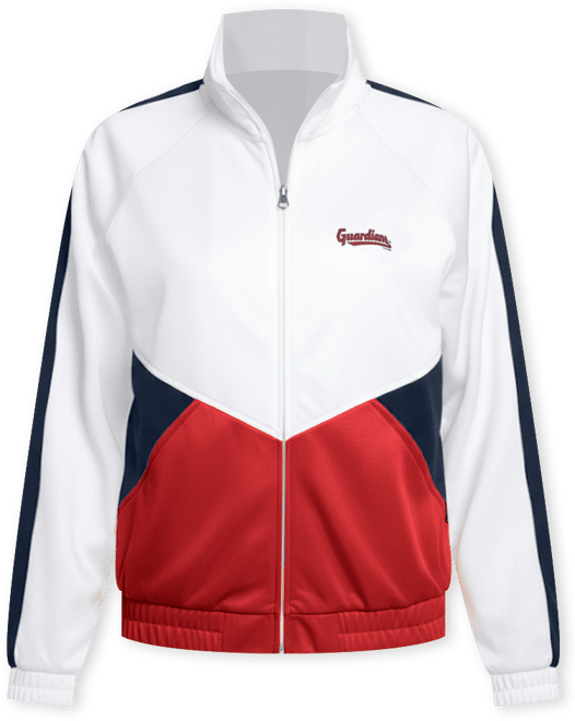 Women's&nbsp;White/Navy Cleveland Guardians Rally Rhinestone Raglan Full-Zip Track Jacket