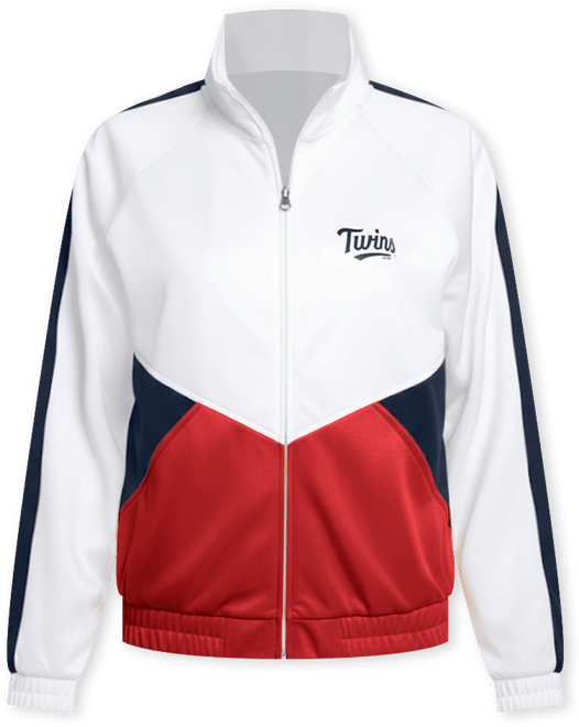 Women's&nbsp;White/Navy Minnesota Twins Rally Rhinestone Raglan Full-Zip Track Jacket
