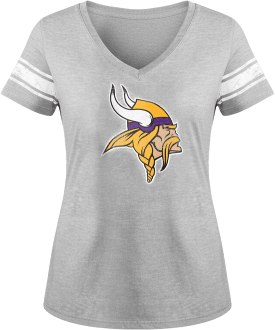 Women's&nbsp;Heather Gray Minnesota Vikings First Pick Distressed V-Neck T-Shirt