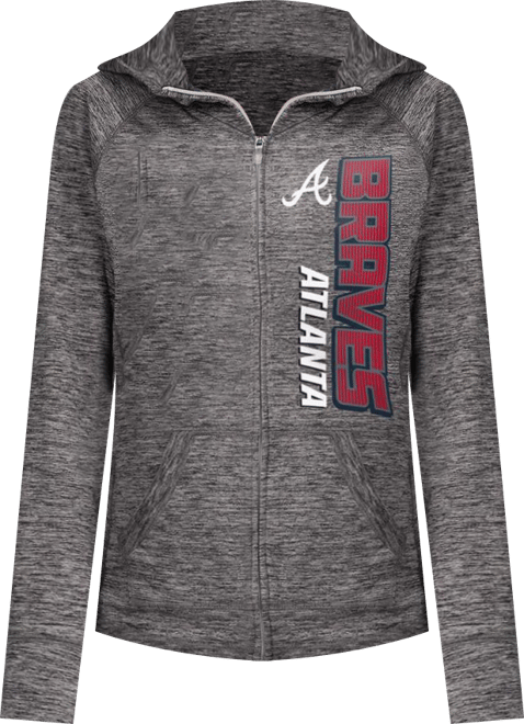 Women's Heather Gray Atlanta Braves Defender Space Dye Raglan Full-Zip Hoodie
