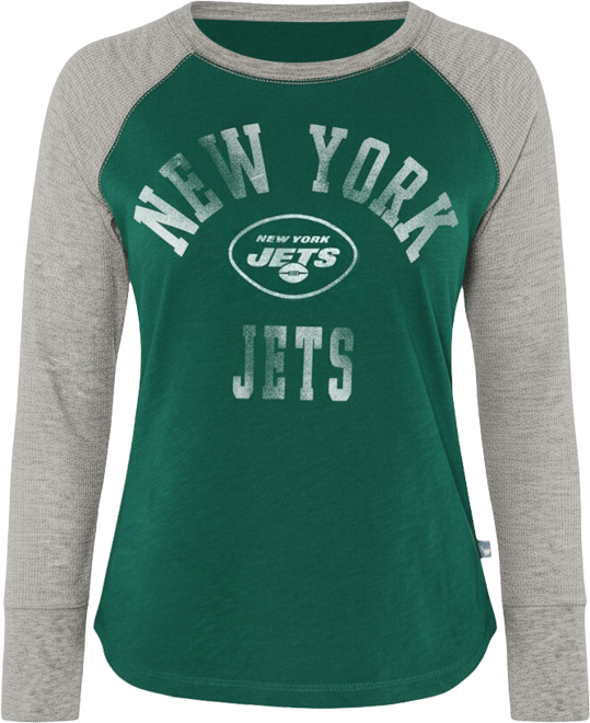 Women's Green/Heather Gray New York Jets Waffle Knit Raglan Long Sleeve T-Shirt