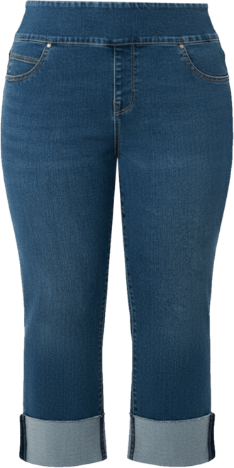 Plus Size Tummy Toner High Cuff Pull On Jeans