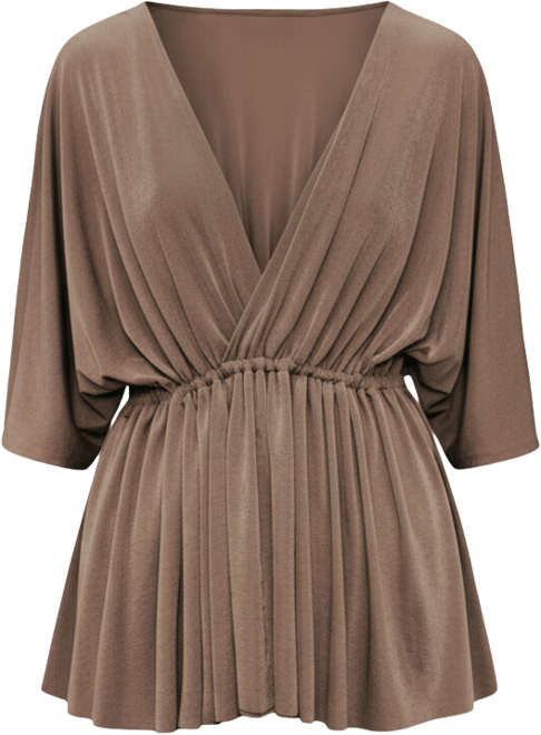 Women's V-Neck Beaded Accessory Blouse