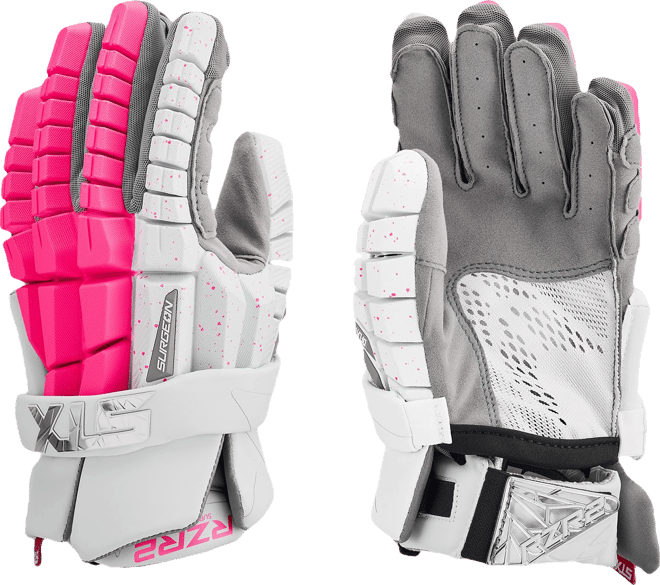 【 Saruwa2♡  】 STX Surgeon RZR2 Lacrosse Gloves - Neon Pink Splatter