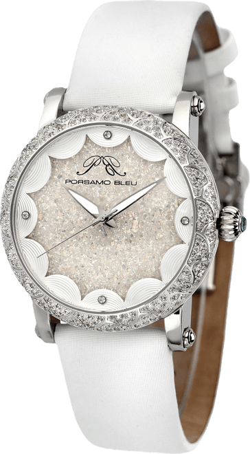 Women's Genevieve Topaz Satin Covered Leather Band Watch