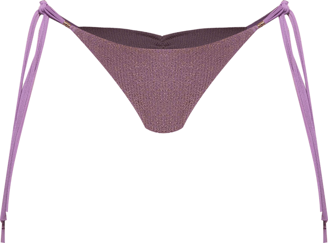 Women's Crinkle Lurex Reversible Scrunch Tie Side Bikini Bottom