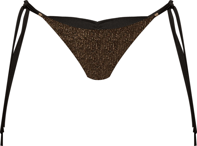 Women's Crinkle Lurex Reversible Scrunch Tie Side Bikini Bottom
