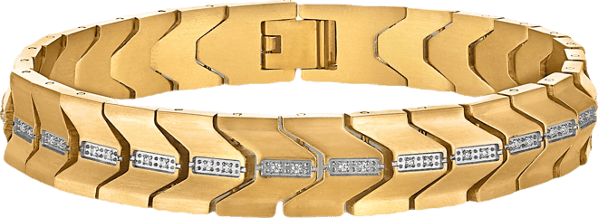 Diamond Chevron Link Bracelet (1/4 ct. t.w.) in Stainless Steel & Gold Ion-Plate, Exclusively at Macy's
