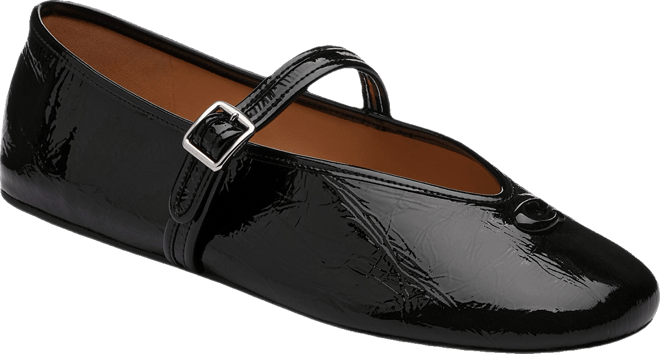Women's Sculpted C Crinkle Patent Leather Soft Mary Jane Flats