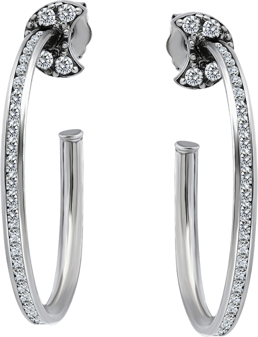 Cubic Zirconia Crescent Moon Small Hoop Earrings, 1", Exclusively at Macy's