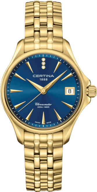 Women's Swiss Ds Action Diamond Accent Gold-Tone Stainless Steel Bracelet Watch 34mm