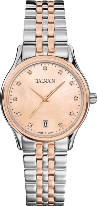 Women's Swiss Beleganza Diamond (1/20 ct. t.w.) Two-Tone Stainless Steel Bracelet Watch 32mm