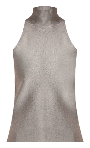 High Neck Metallic Sleeveless Knit in Silver