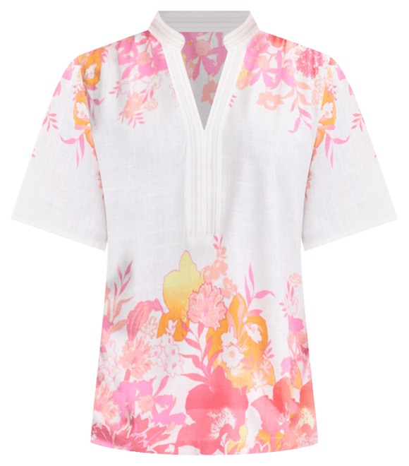売れ筋商品|||ジェイエムコレクション カットソー トップス レディース Women's Printed Linen Blend Split-Neck Top, Exclusively at Macy's Bright White Combo JM Collection Women's Printed Linen Blend Split-Neck Top