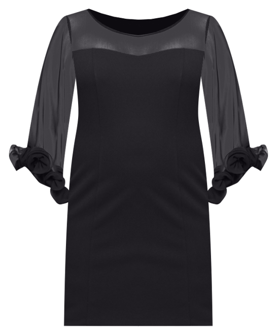 Plus Size 3/4-Sleeve Crepe A-Line Dress