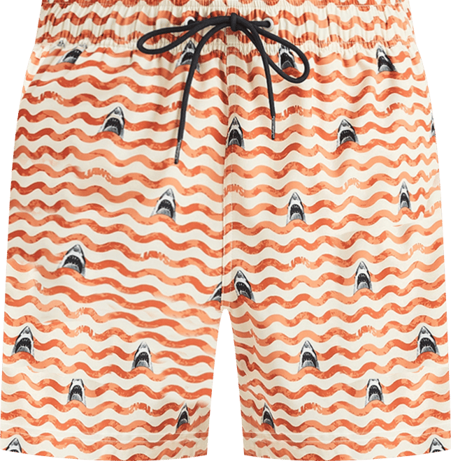 Jaws x  Men's Classic-Fit Active Stretch Quick-Dry Printed 6" Swim Trunks