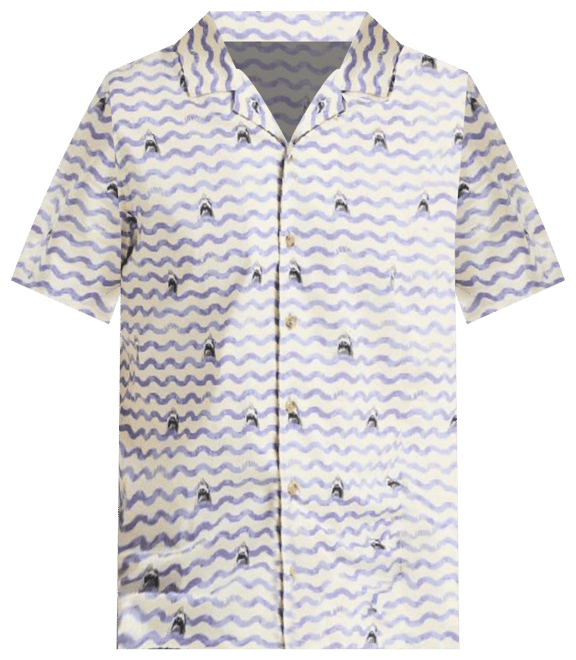 Jaws x  Men's Classic-Fit Printed Button-Down Camp Shirt