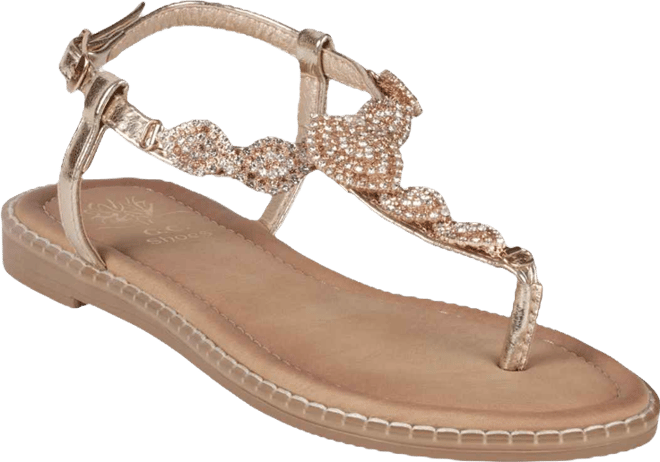 Women's Cali Embellished T Strap Flat Sandals