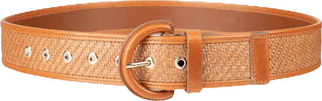 Women's Leather and Raffia Casual Belt