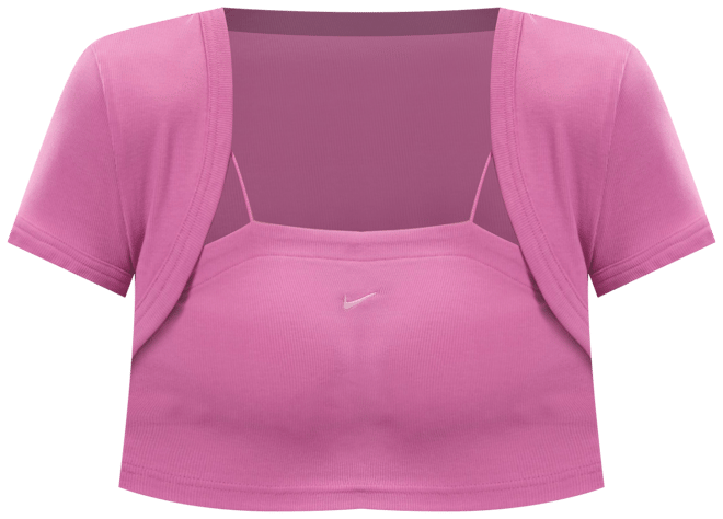 Nike Sportswear Chill Knit Damska przylegająca koszulka 2 w 1 w drobny prążek o skróconym kroju