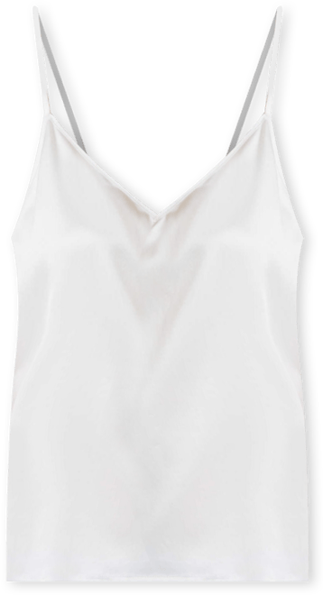 Women's V Neckline Silk Camisole with Spaghetti Straps