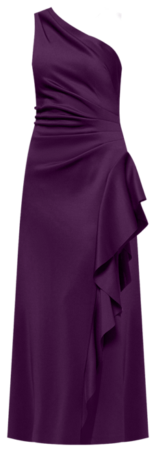 Women's Ruffled One-Shoulder Scuba Gown