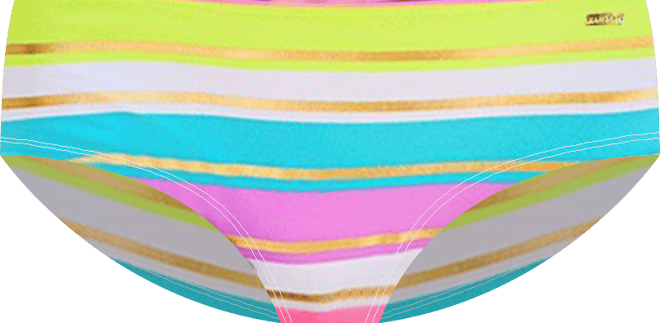 Women's Striped Mid Rise Bikini Swimsuit Bottom