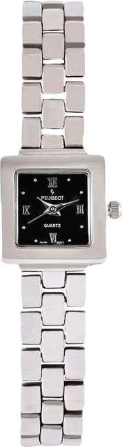 Womens 20mm Silver-Tone Square Case Watch-Midnight Black Dial