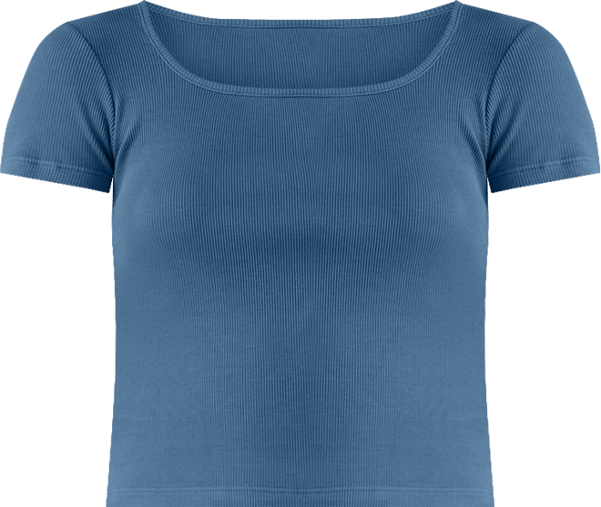 Women's Cotton Rib-Knit Square-Neck Tee