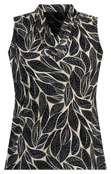 Women's Sleeveless Pleated V-Neck Shell Top